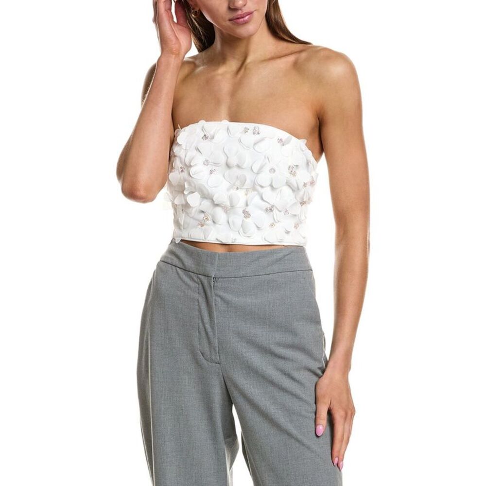 Endless Rose Womens 3D Floral Bandeau Top, White